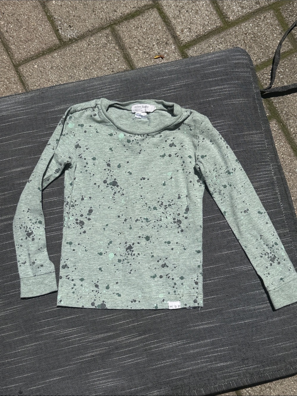 Miles baby Long Sleeve Splatter Tee in Sage